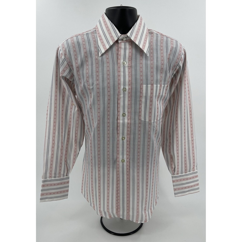 Atomic Vtg NOS Deadstock Norgate Norsheen White‎ Red Striped L/S Shirt 16-33